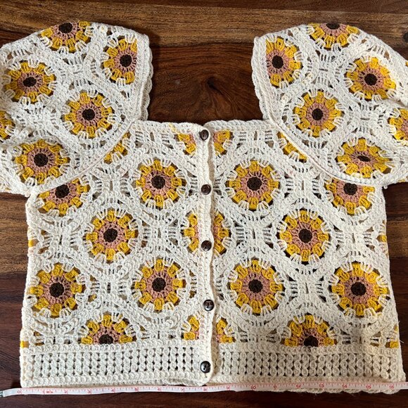 RedBerry Aussie Crochet Button-Up Top S/M - Picture 8 of 10
